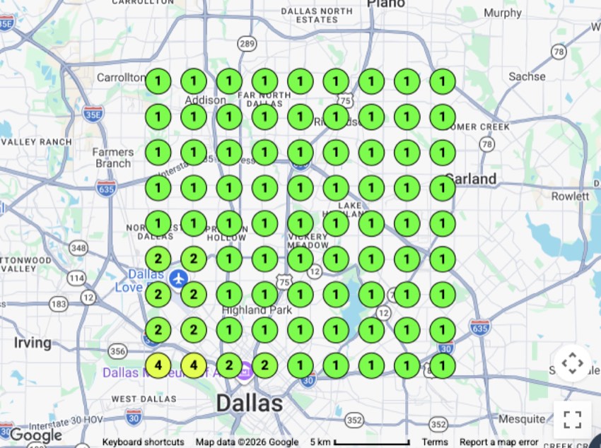 Demolition ranking grid — Dallas, TX