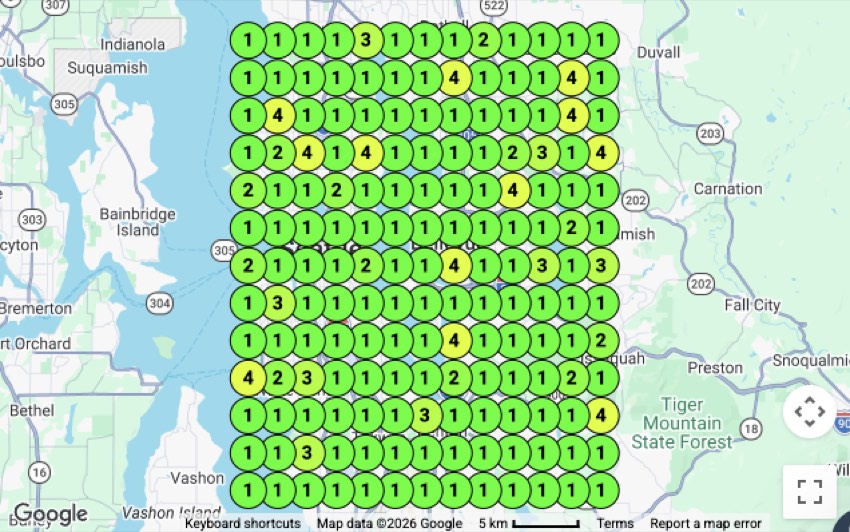 Parking-Lot Maintenance ranking grid — Seattle metro, WA